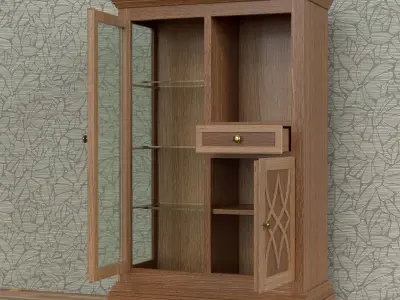 Art Nouveau wooden showcase 3D model