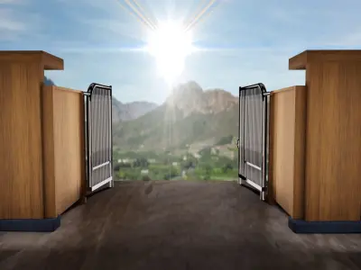 Outdoor Main Gate with Metal Stainless steel 3D model