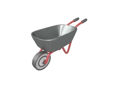 Cartoon Wheelbarrow v1 003 Low-poly 3D model