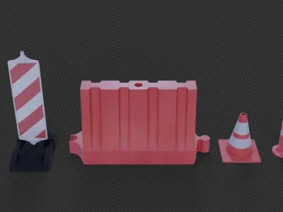 Road Construction Asset Pack Low-poly 3D model