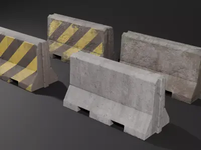 Roadblock Low Poly clean and dirty - with LODS Low-poly 3D model