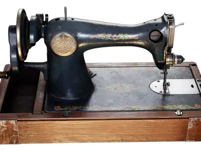 Sewing machine tool old damaged da1 Low-poly 3D model