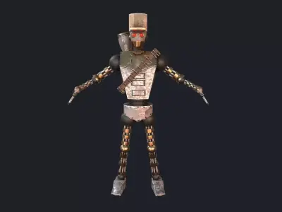 Mexican Steampunk Robot Soldier Low-poly 3D model