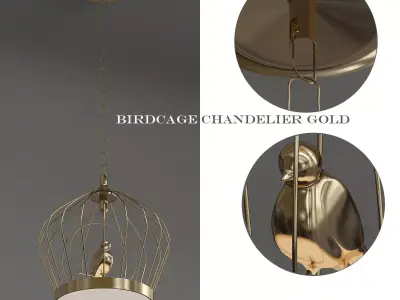 Birdcage Chandelier White 3D model