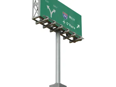 Highway Sign 01 Low-poly 3D model