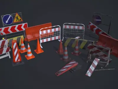 Traffic barriers Low-poly 3D model