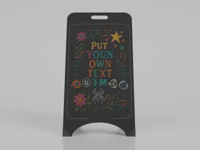 Customizable Black Modern A-Frame Chalkboard Sign Low-poly 3D model