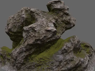 mossy rock 1 Low-poly 3D model