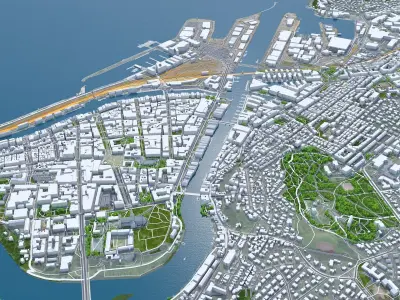 Trondheim City 3d model Norway Low-poly 3D model