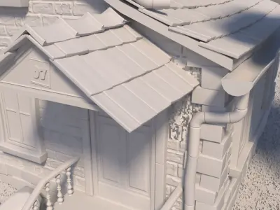 Toon House With Garden 3D model