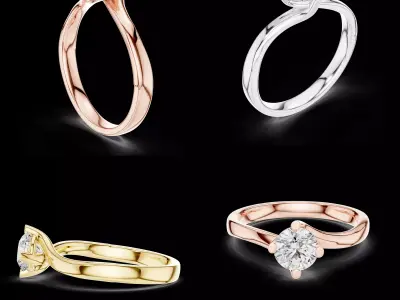 Minimal Round Diamond Solitaire Ring CAD Design for Jewelry 3D print model