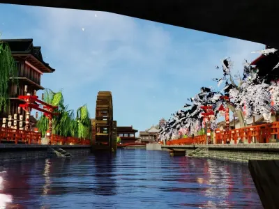 Moon Festival River-banks scene - reposting 3D model