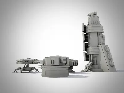 Sci-fi turrets collection  3D model