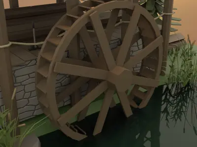 Hydraulic sawmill Low-poly 3D model