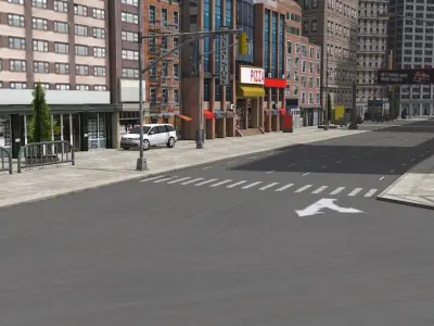 Realistic Modern City for Simulation and  Shooting Games Low-poly 3D model