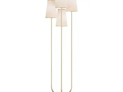 Floor lamp with 4 textile lampshades on separate stands  3D model
