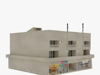 Arab Apartment Buildings Set Low-poly 3D model