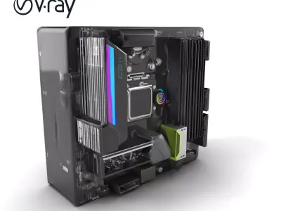 Compact Mini-ATX Motherboard with RGB Lighting model pack Low-poly 3D model