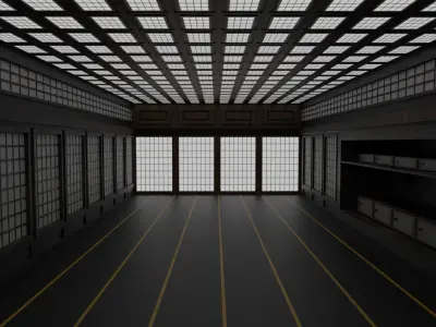 Japanese training dojo Low-poly 3D model