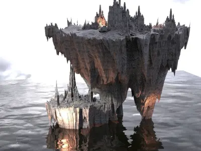 Floating Mountain forts 3 islands 3D model