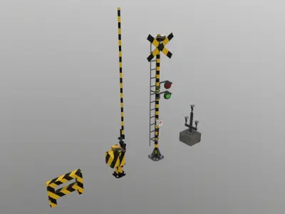 Train Railway Signal Kit Low-poly 3D model