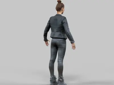 A Pose girl in leather skirt Rigged Low-poly 3D model