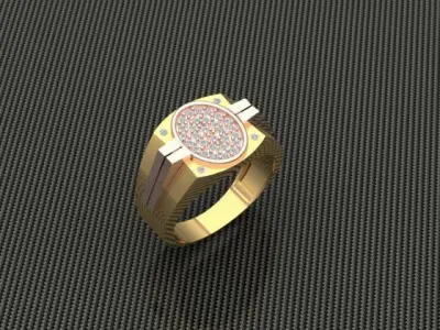 Rings gold and silver ring with diamonds 3D print model
