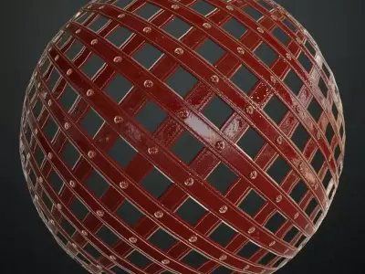 Red Metal Gate Transparent PBR Seamless Texture