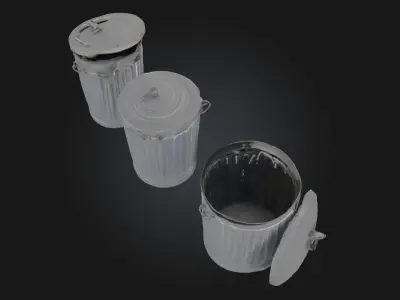 Trash Cans Trio  Urban Waste Management Set 3D model