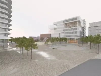 Business City Block with Simple Interior 3D model