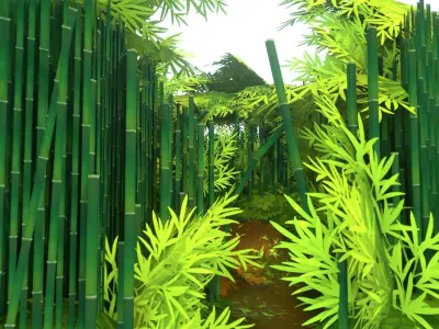 Bamboo Forest - Hand Painted Low-poly 3D model