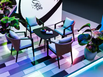 Modern Arabic Exhibition Booth with Interactive Displays 3D model