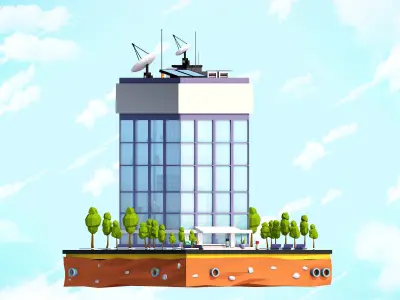 Cartoon Low Poly Office Building Low-poly 3D model