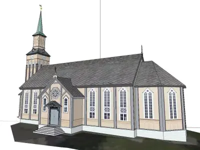 Architecture-Religion-God-Culture-Temple-048 church with steeple 3D model