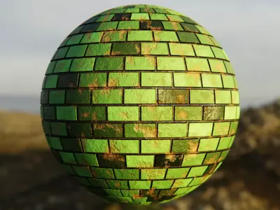 Procedural Green Brick Shader - Realistic Blender Material Texture