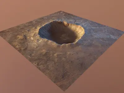 Barringer Crater Meteorite Crater Desert Dunes Rocks Terrain  Low-poly 3D model