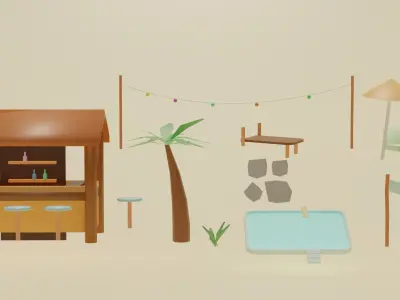 Summer Pool Pack Low-poly 3D model