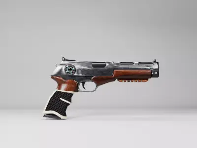 Sci-Fi Retro Hybrid Pistol - Low Poly Game Ready Low-poly 3D model