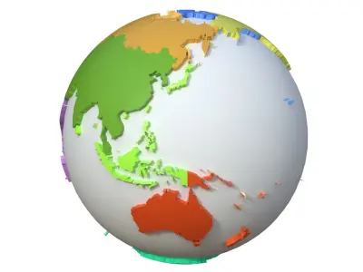 Continents Map Globe Low-poly 3D model