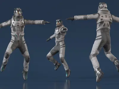  Floating Astronaut in Spacesuit with Transparent Visor 