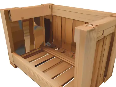 Rustic Wooden Storage Crate Low-poly 3D model