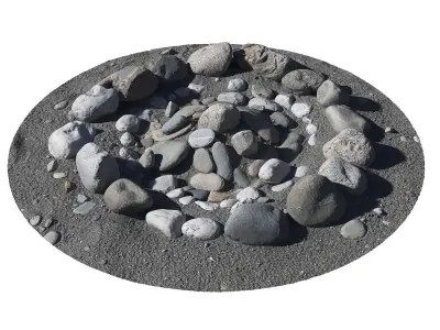 Stacked stones on the ground Low-poly 3D model