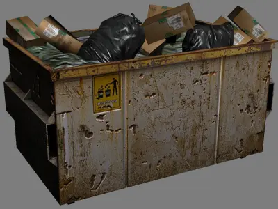 recycling bin Low-poly 3D model