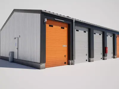 Industrial Storage Garage Building Low-poly 3D model
