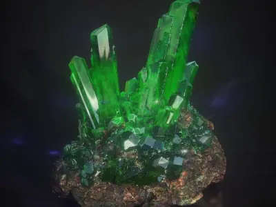 Low Poly Green Gem Mineral Rock 210829 Low-poly 3D model