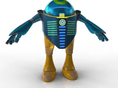 Chubby Robot Low-poly 3D model