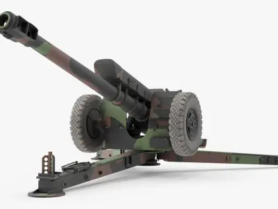  Camouflage Field Howitzer In Combat Position 