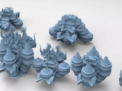 Floating Desert Dragon Throne platform 7  versions  3D model