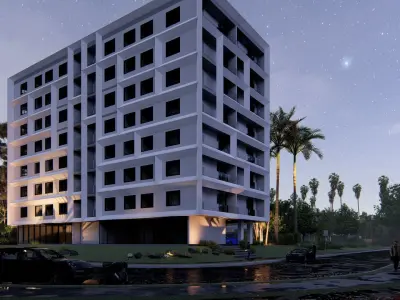 Modern Residential Building 3D Model 3D model