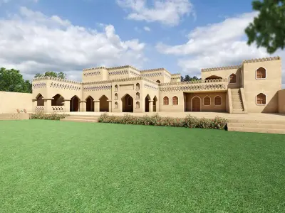 Old indian mud house  Low-poly 3D model